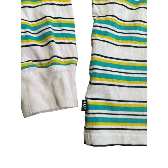 HUF Mens Pasadena Striped Long Sleeve T-Shirt - Teal/Yellow Sz M - Picture 8 of 10